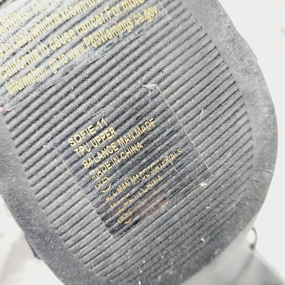 CHASE & CHLOE Double Rhinestone Pyramid Heel Sandal In Black Silver E92 - Picture 9 of 10